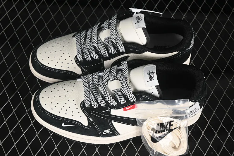 All categories Air Jordan Jordan series basketball shoes Air Jordan 1 Low high-end customized low-top sneakers Travis Scott x Fragment Design x Air Jordan 1 Low OG SP AJ1 Joe 1 Stussy co-branded black and white fabric low-top cultural casual sneakers YX5066-299
